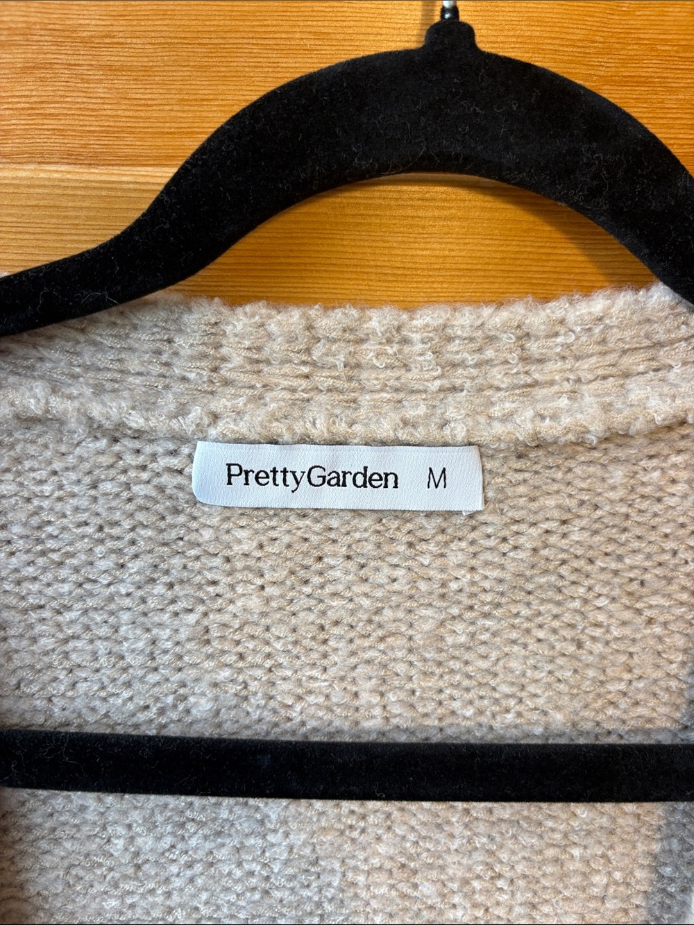 Neutral Cream Open-Front Knit Cardigan by Pretty Garden - Picture 5 of 7